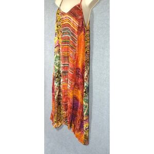 Bohemian Maxi Sundress M Front Slits Geometric Strappy Lazy Hot Summer Days